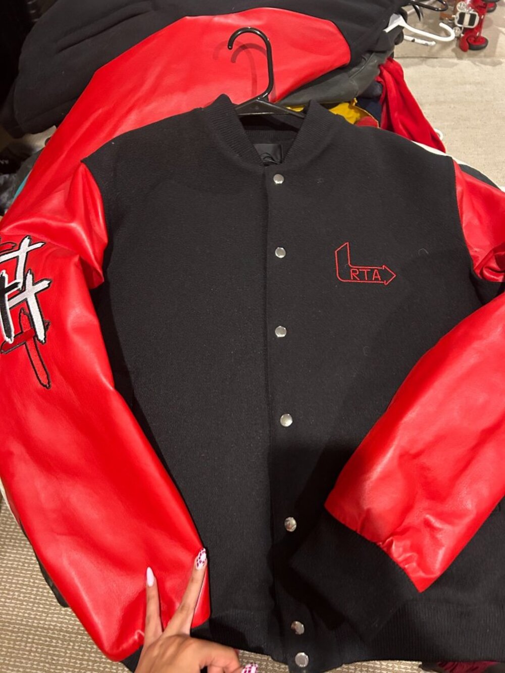 RtA Black Red Flame Varsity Jacket Men’s XL NWT